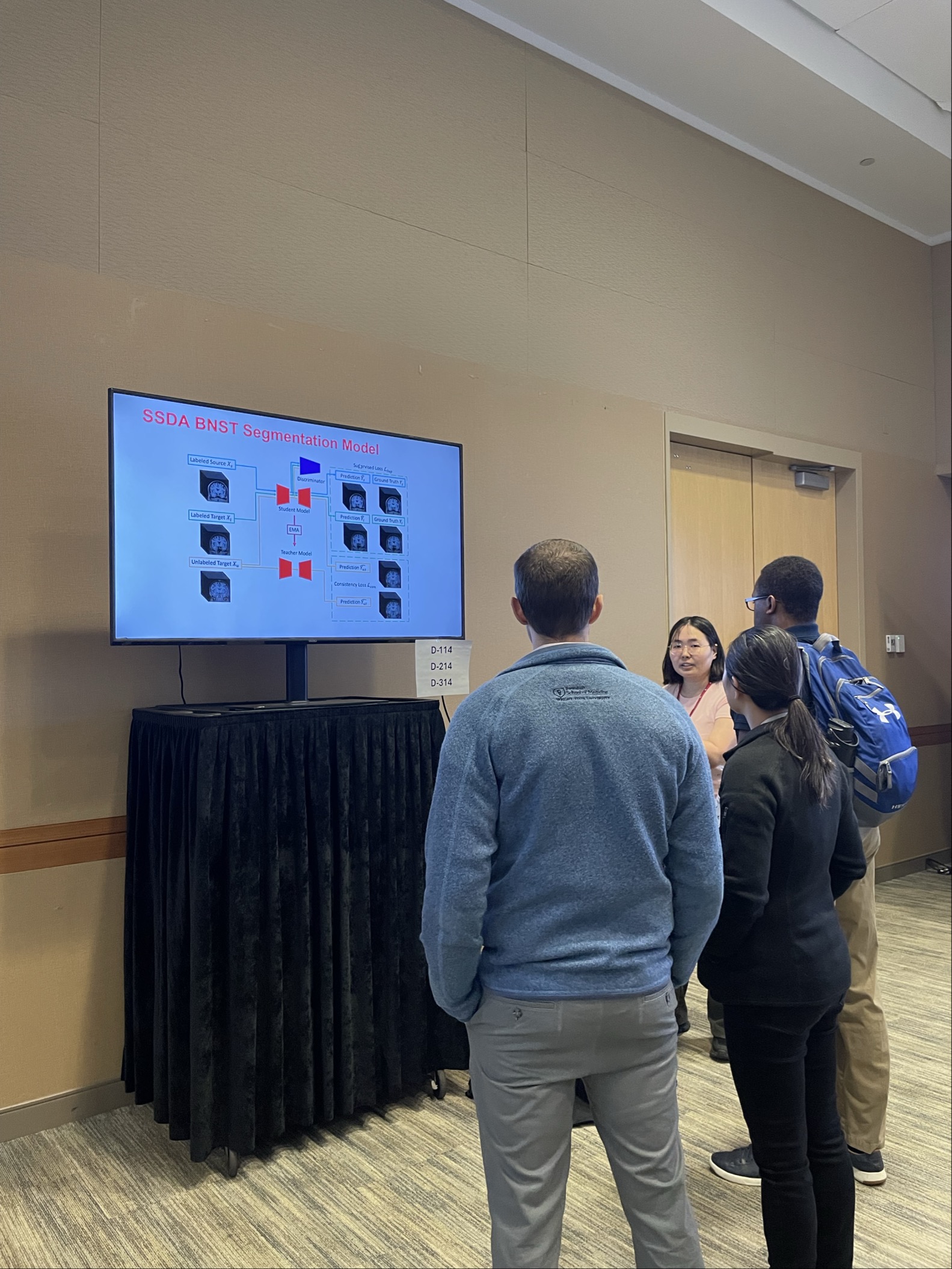 Ruobing presents a digital poster on Semi-Supervised Domain Adversarial Automated Segmentation Pipeline for the Bed Nucleus of the Stria Terminalis at the AI in Health Conference 2026.
